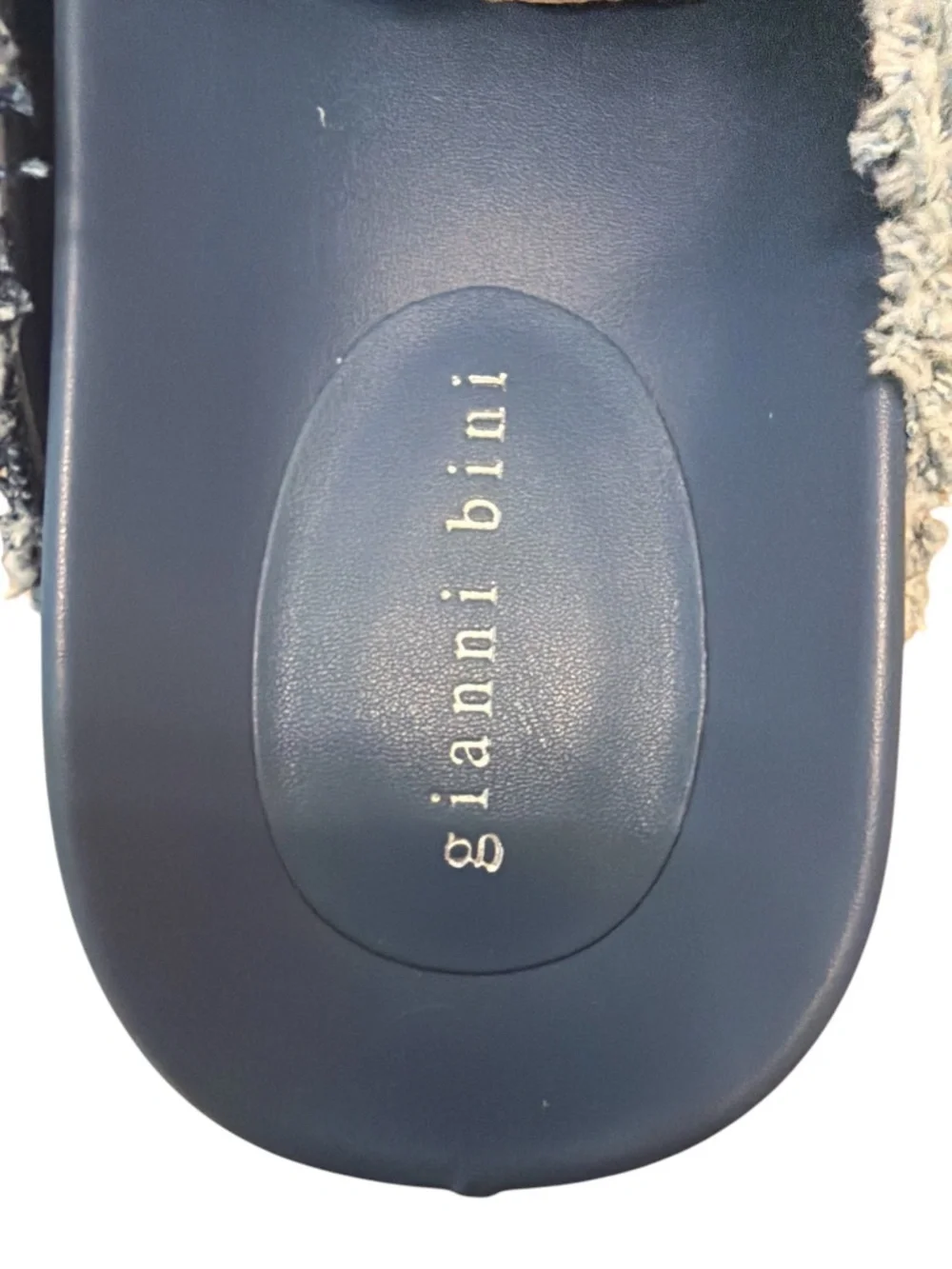 Gianni Bini Embellished Denim Patchwork Platform Mules Rhinestone Pearl 8.5 - Picture 6 of 8